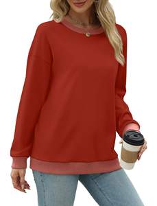 Drop shoulder heavyweight Loose Tops Pullover Femme haute qualité Casual Oversized Soft Sweatshirt Solid Long Sleeve - Product Image 5