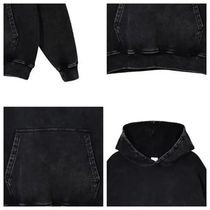 Sweat-shirts et hoodies unisexes surdimensionnés en coton lourd personnalisés, tissu doux 420 g/m², délavage acide délavé - Product Image 4
