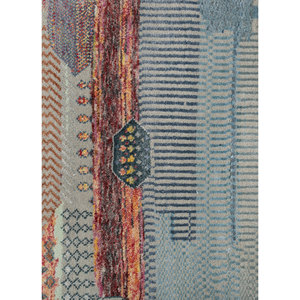 Tapis Manchaha bleu noué à la main en laine et soie de bambou, épaisseur 10 mm, motif rectangulaire pour couloir, modèle pour sol domestique Les-2892 - Product Image 3