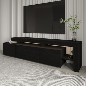 Mueble de TV Beliz Premium, Diseño Europeo Elegante y Funcional, Iluminación LED, Estilo de Madera Negra, Uso en Hogar y Hotel, Función de Almacenamiento Elegante - Product Image 5