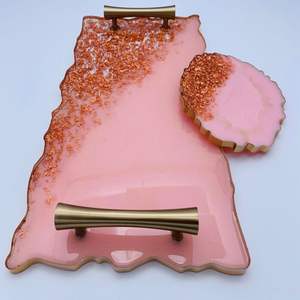 Plateau de service en résine artistique avec design vibrant fait à la main couleur et logo personnalisables 100 pièces quantité minimale de commande pour les cadeaux élégants de décoration intérieure - Product Image 2