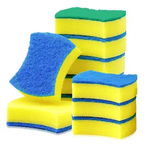 Wholesale Good Quality 12 PCS Sponge Kitchen Cleaning Scouring Anti-Scratch Scrubbing For Dishware