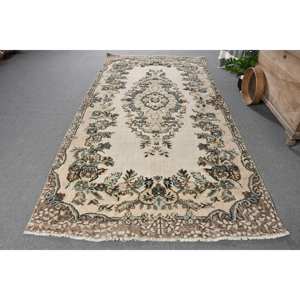 Clásico Beige Marrón 5,2 X 10.1ft Vintage Alfombra turca Lana Faux Rabbit Fur Latex Patchwork Pasillo Rectángulo Alfombra de noche - Product Image 1