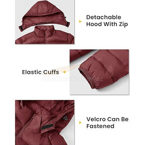 Hot-Selling <b>Mens</b> Puffer <b>Jacket</b> with Detachable Hood Water-Resistant <b>Lightweight</b> Quilted Coat with 4 Pockets OEM/ODM Custom - Product Image 4