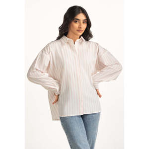 เสื้อเชิ้ตผ้าป๊อปลินลำลองสำหรับผู้หญิง ปกเสื้อแบบอสมมาตร ปักลายเรขาคณิต ประดับลูกไม้และเลื่อม เหมาะสำหรับใส่ทำงาน ไซส์ XL 4XL รุ่น WM-CS-SS25-517 - Product Image 4