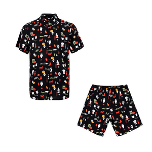 2025 spécial haute qualité hommes soie impression chemise short ensemble motif personnalisé chemises à manches courtes pour hommes - Product Image 1