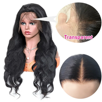 Peluca de Cabello Humano Brasileño con Frente de Encaje Ondulado de 18 Pulgadas, Cabello Virgen con Frente de Encaje HD