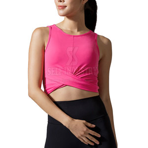 Vente directe d'usine haut court de yoga respirant sans couture pour femmes avec logo sur le devant prix bas de marque de distributeur quantité minimale de commande - Product Image 1