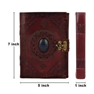 Top Selling Vintage Antique Blue Genuine Leather Journal with Lock & One Stone Chakra Embossed Personal Organizer for Men Women - Product Image 4