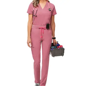 New Style Nurse Workwear Fashionable Pink Hospital Office Uniform