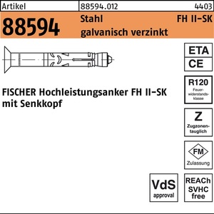 สำหรับ Fischer High-Performance Anchor R 88594 FH II 18/50 SK Steel ชุด 20 ชิ้น - Product Image 1