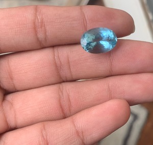 Haute qualité belle fabrication bleu foncé aigue-marine à facettes coupe naturelle ovale 8.25 carats lâche pierre précieuse boucle propre pierre pour bijoux - Product Image 2