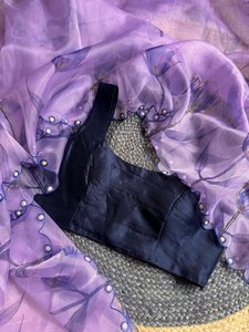 Lino de diseñador ORGANZA JACQUARD Trabajo Saree Blusa sin costuras RED GARARA-Moda moderna de alta calidad Ropa de fiesta Estilo tradicional - Product Image 5