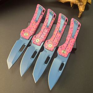 มีดพับอเนกประสงค์สีชมพูสำหรับ G10ทรงโดนัทมีด EDC แบบยุทธวิธีมีด D2ใบมีดมีความแข็งสูงเคลือบ PVD - Product Image 3