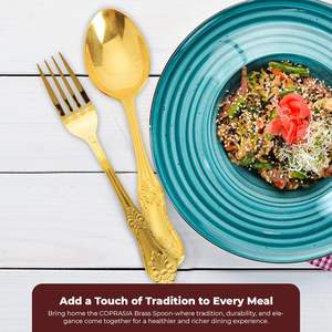 Ensemble de couverts en or, ensemble de cuillères et de fourchettes en or, couverts en acier inoxydable, couverts en or de luxe, couverts gravés vintage, ensemble de vaisselle - Product Image 1