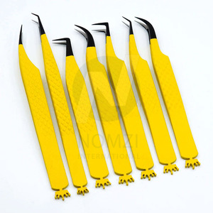 Juego de pinzas personalizadas para extensiones de pestañas, punta de fibra de corte de corazón, Plasma negro, gran oferta, acero inoxidable, lo último en acero inoxidable - Product Image 4