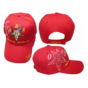 Gorra de acrílico roja 100% con bordado de sombra de la Orden de la Estrella del Este de Mason OES, gorra de regalia con letras bordadas, gorras personalizadas de hip hop - Product Image 1