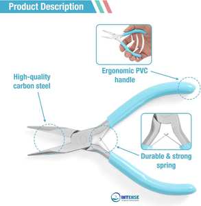 Kit de Alicates para Joyería de Acero Inoxidable, Alicates de Punta Redonda, Alicates de Corte de Alambre, Pinzas Curvas y Puntiagudas, Estuche Incluido - Product Image 5