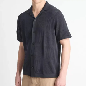 Nouvelle conception été printemps évider T-shirts pour hommes tricoté Polo T-shirt - Product Image 5