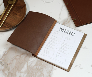 DIVRIS DRL-228 Porte-menu en bois en gros avec pages rechargeables, couverture de menu en cuir marron clair, porte-menu en cuir marron - Product Image 6
