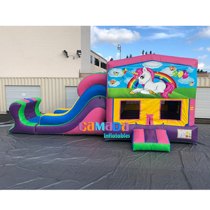 Venta al por mayor casa de rebote unicornio tobogán Combo niñas inflable comercial Casa de rebote de unicornio para niños Moonwalk con tobogán al aire libre - Product Image 4