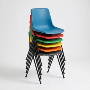 <b>Stackable</b> Plastic Polypropylene Canteen <b>Chair</b> Steel Frame Chrome Powder-Coated Durable Lightweight 8 Colors for Restaurant - Product Image 6