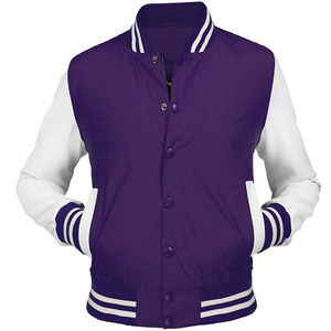 Veste universitaire 100% coton manches en cuir brodé collège Style formel printemps toile enduit fermeture éclair Service OEM disponible - Product Image 1
