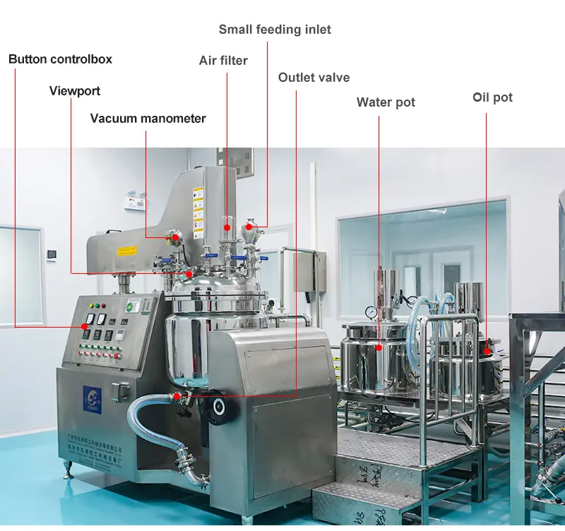 100L 200L 500L 스테인레스 스틸 연고 크림 균질화 블렌드 진공 유화 혼합기