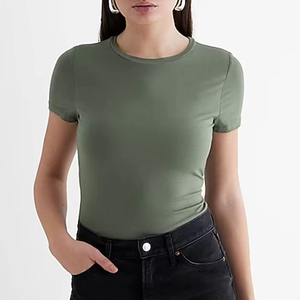 2025 Active Wear Mujeres Camiseta de color sólido Fabricante Transpirable Fitness Wear Out Wear Camiseta de mujer personalizada - Product Image 6