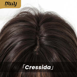 Peluca Sintética sin Pegamento Cressida-DWY con Flequillo y Reflejos Blancos, Corte en Capas Recto, Encaje Transparente, Material Resistente al Calor - Product Image 4