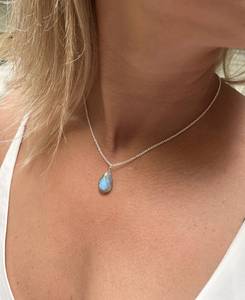 February Birthstone Labradorite <b>Statement</b> <b>Necklace</b> Delicate 925 Sterling Silver Natural Handmade Jewelry Gift Idea For Her - Product Image 3