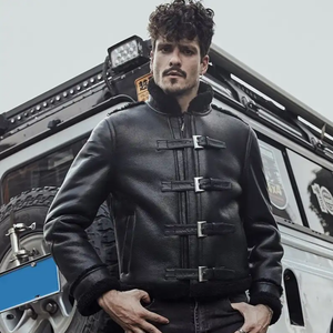 Chaqueta de piel de oveja personalizada de alta calidad RAF Jacket Men Bomber Jacket Coat - Product Image 4