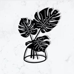 งานศิลปะติดผนังโลหะรูปใบไม้สีดำแบบกำหนดเองตามความต้องการสูง ขายดีที่สุดของผู้ค้าส่งออนไลน์บน Amazon งานศิลปะติดผนังแบบมีกาวในตัว ดีไซน์เรียบหรูสไตล์อาร์ตเดโค ทำจากเหล็ก - Product Image 1