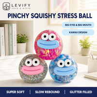 Balle anti-stress souple à grands yeux et grande bouche, à rebond lent, remplie de paillettes, jouet sensoriel pour apaiser et calmer les mains au quotidien