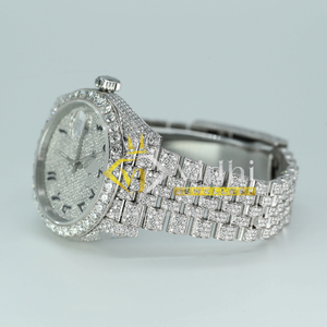 Moissanite Chronograph kinh doanh Đồng hồ nam quay số vvs rõ ràng thép không gỉ vàng trắng Titan cao su Kính vương miện cơ khí - Product Image 3