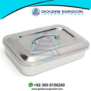 ที่วางถาดจัดระเบียบพร้อมฝาและที่จับสแตนเลสเครื่องมือผ่าตัดทางการแพทย์ถาดขัดเสร็จสำหรับการใช้งาน - Product Image 2