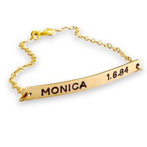 Pulsera de barra de nombre delicado de Plata de Ley 925, pulsera fina personalizada, joyería llamativa - Product Image 1