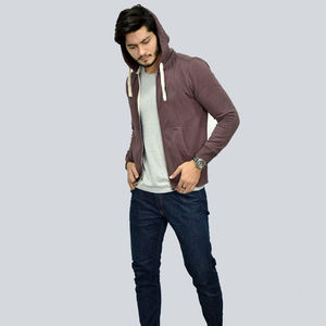 Cardigan à capuche zippé pour homme en polaire polyester 350 g/m² de haute qualité, automne et hiver, micro-étiquette brodée, par Ako - Product Image 3
