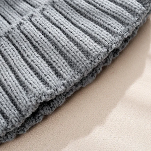 Gorro de invierno acrílico 100% de Color sólido para niños, gorro tejido con logotipo de Calavera, gorro de punto cálido, gorro de bebé al por mayor, otoño - Product Image 4