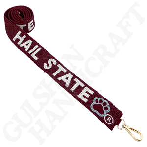 Sangle de sac à main réglable perlée faite à la main bleu royal rouge perle de rocaille sac sangle Rock Chalk Design pour les fans de Kansas Jayhawks en coton - Product Image 4