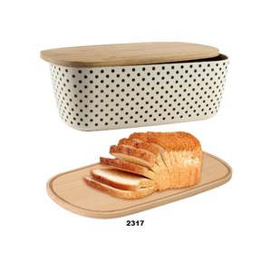 Boîte à pain avec couvercle de planche à découper fabriqué avec une boîte à pain en bambou pour comptoir de cuisine porte-conteneur à pain - Product Image 1