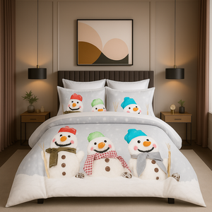 Parure de lit double moderne à imprimé numérique de Noël, en coton Ranforce, 200x220, pour usage domestique - Product Image 3