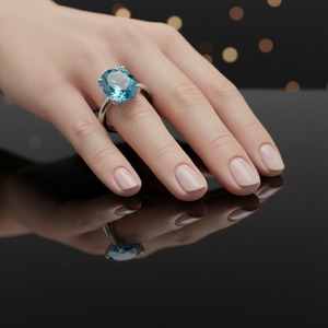 Handmade Vintage Men's Sterling Silver Oval Cut Blue Topaz Natural <b>Stone</b> Prong Setting Gemstone Engagement Anniversary Ring - Product Image 3