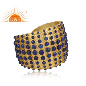 Superventas plata esterlina 18K chapado en oro lapislázuli natural piedra preciosa brazalete joyería personalizada para mujer regalo para ella - Product Image 3