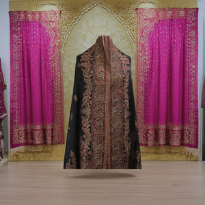 Black Kashmiri Wool <b>Shawl</b> Heavy Jacquard Border Multicolor Floral Pattern Pashmina-Style <b>Wrap</b> Deep Black Base Antique-Style Dot - Product Image 3