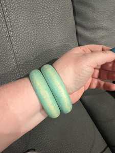 Bracelets en bois de couleur verte, bijoux unisexes tendance avec perles d'imitation de forme ronde, design chrétien - Product Image 3