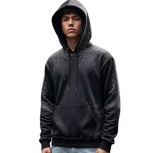 Conjunto de Sudadera con Capucha Unisex Personalizado para Otoño, 100% Algodón, Pantalones Deportivos Acampanados, Pedrería, Impresión Digital, Felpa Extra Grande - Product Image 1