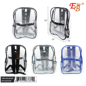 Zaino trasparente EB 15'' x 11'' x 4'' con motivo geometrico a cartoni animati, chiusura con cerniera, antifurto, zaino da giorno unisex per studenti - Product Image 1