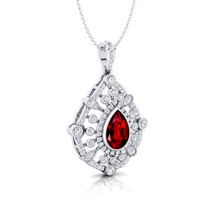Design minimaliste à la mode coupe poire 1.3 carats rubis naturel pierres précieuses pendentif à breloques en or massif 18 carats orné de vrais diamants - Product Image 4