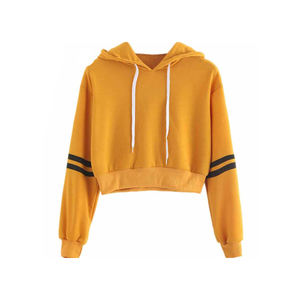 Sudadera corta de gran tamaño de alta calidad para mujer, ropa de calle hecha a medida de invierno, Jersey, diseño forrado transpirable, logotipo con cordones - Product Image 1